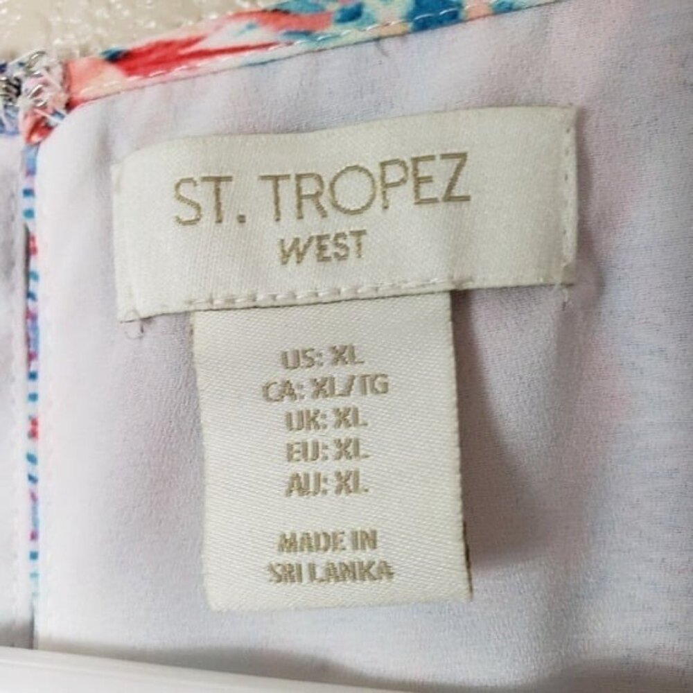 St. Tropez West XL Top Sleeveless Keyhole Back COLORFUL Beach Vacation - Picture 8 of 9